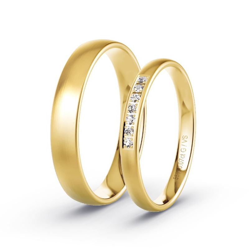 Obrączki ślubne Żółte złoto - 0.07 ct diamentem - Model N°1604 Obrączki ślubne Żółte złoto - 0.07 ct diamentem - Model N°1604