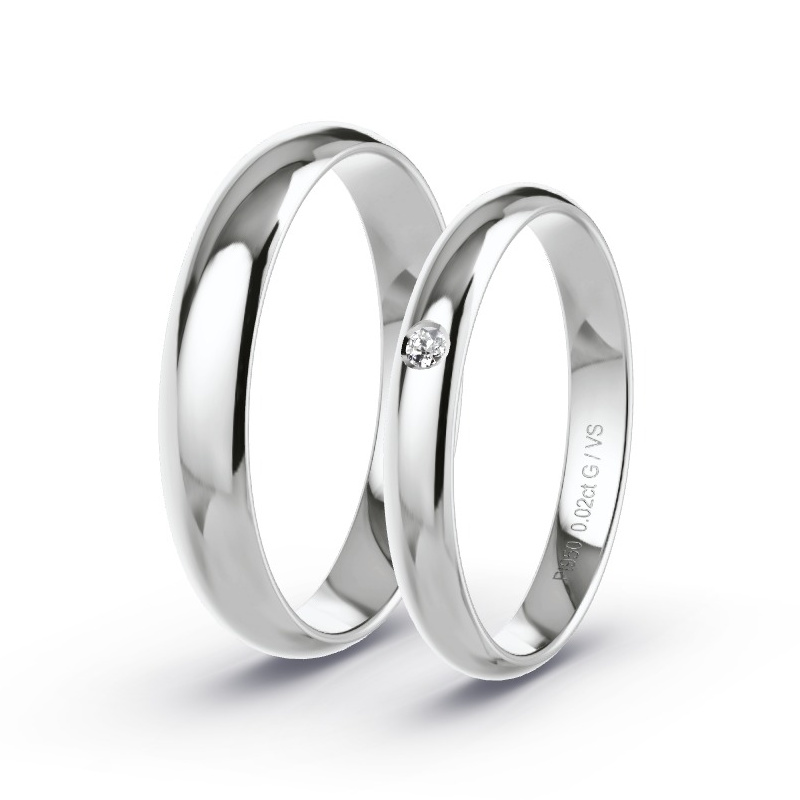 Obrączki ślubne Platyna - 0.02 ct diamentem - Model N°1607