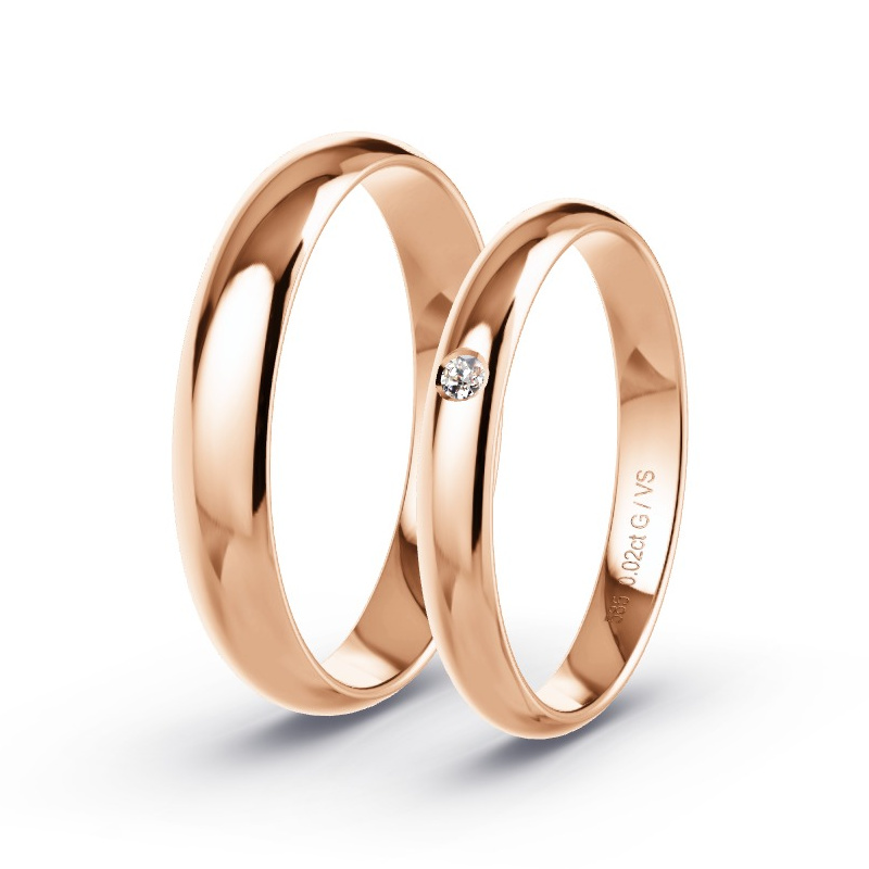 Obrączki ślubne Czerwone złoto - 0.02 ct diamentem - Model N°1607