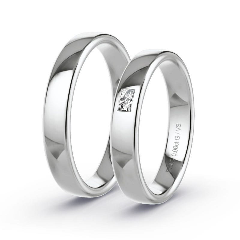 Obrączki ślubne Pallad - 0.06 ct diamentem - Model N°1608 Obrączki ślubne Pallad - 0.06 ct diamentem - Model N°1608