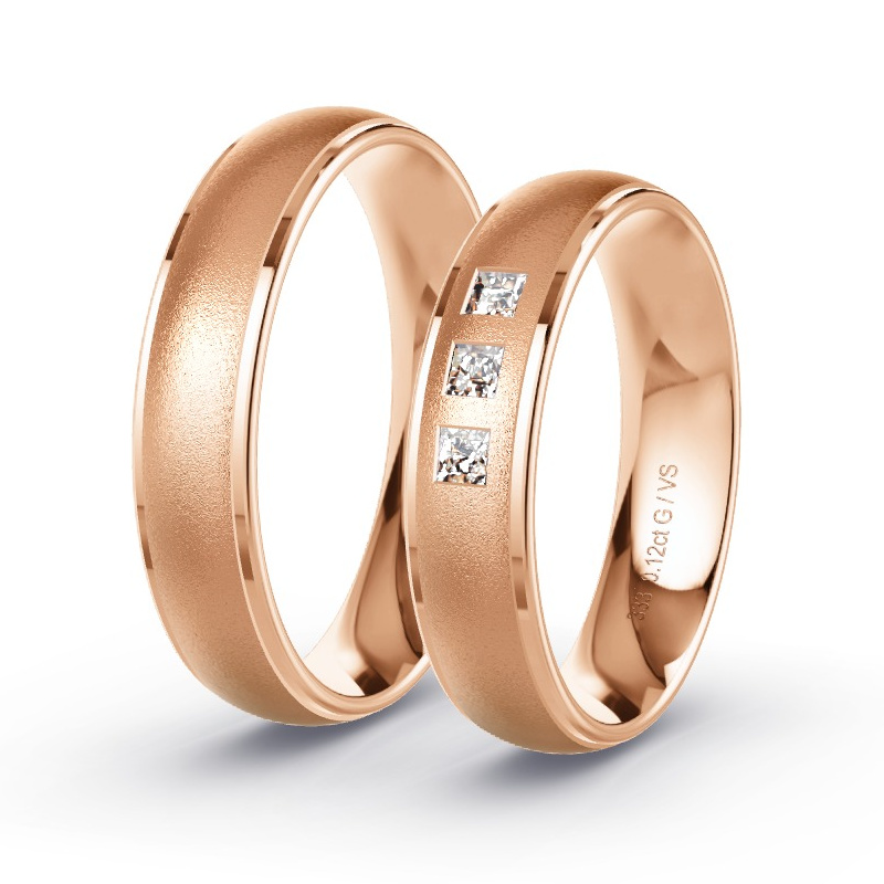 Obrączki ślubne Czerwone złoto - 0.12 ct diamentem - Model N°1609 Obrączki ślubne Czerwone złoto - 0.12 ct diamentem - Model N°1609