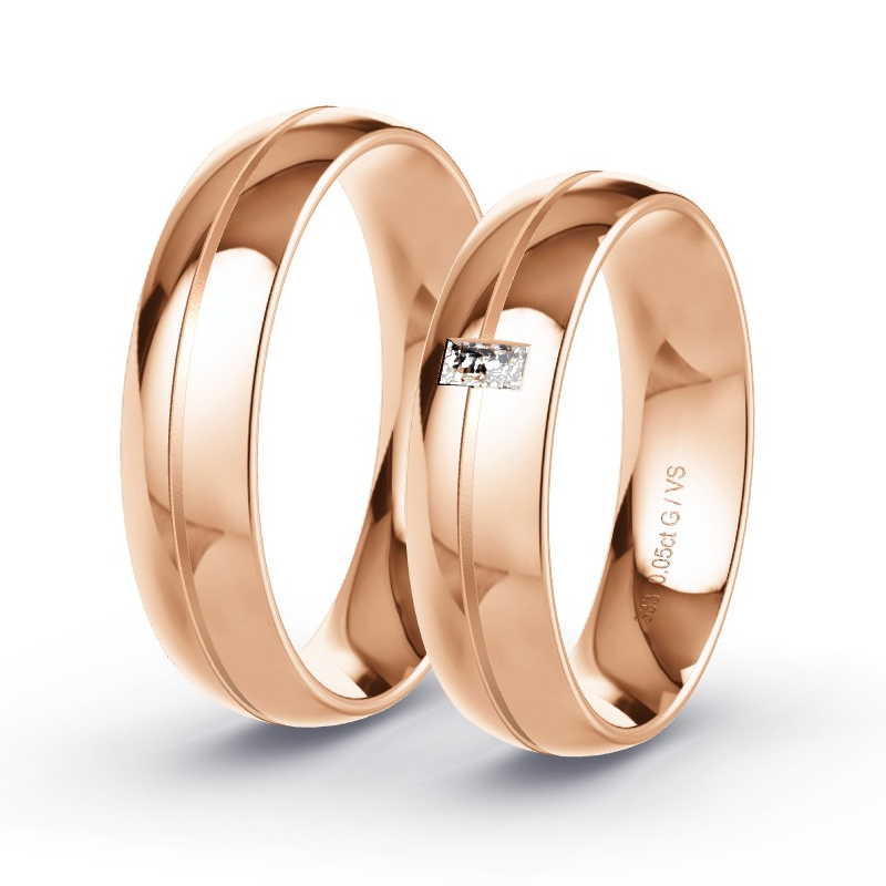 Obrączki ślubne Czerwone złoto - 0.05 ct diamentem - Model N°1611 Obrączki ślubne Czerwone złoto - 0.05 ct diamentem - Model N°1611