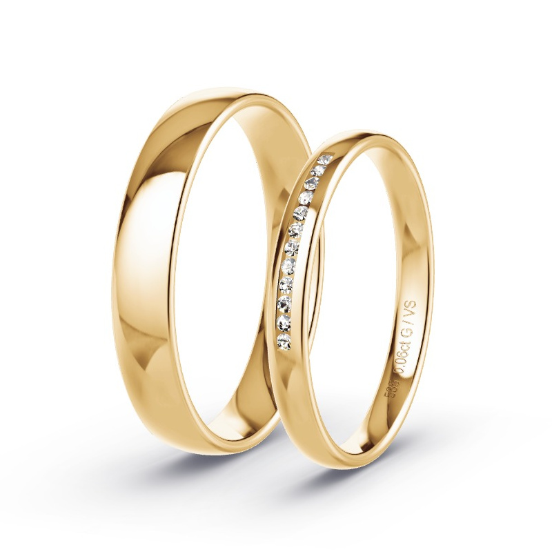 Obrączki ślubne Brzoskwiniowe złoto - 0.06 ct diamentem - Model N°1612