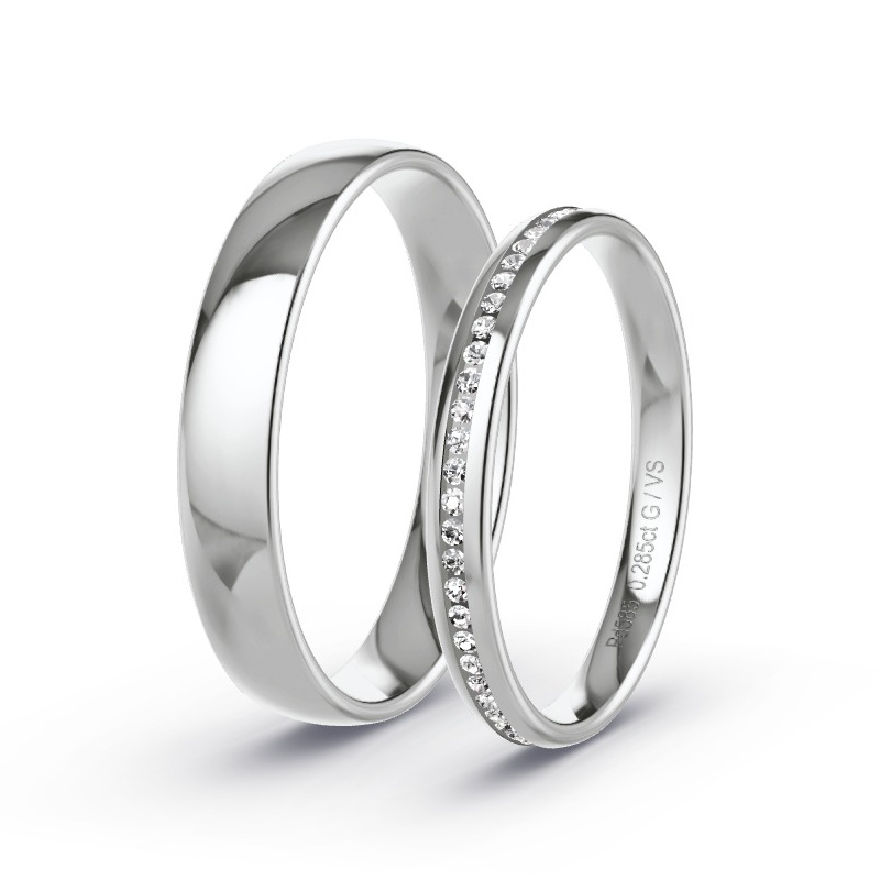 Obrączki ślubne Pallad - 0.06 ct diamentem - Model N°1612