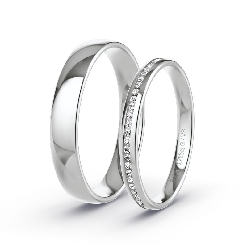 Obrączki ślubne Pallad - 0.06 ct diamentem - Model N°1612