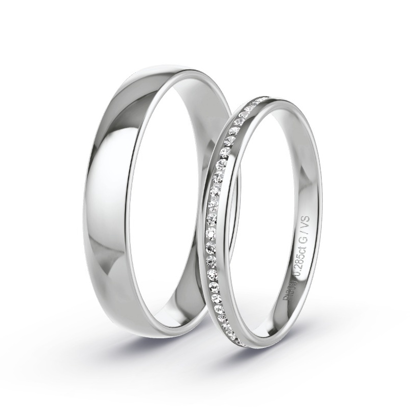 Obrączki ślubne Platyna - 0.06 ct diamentem - Model N°1612