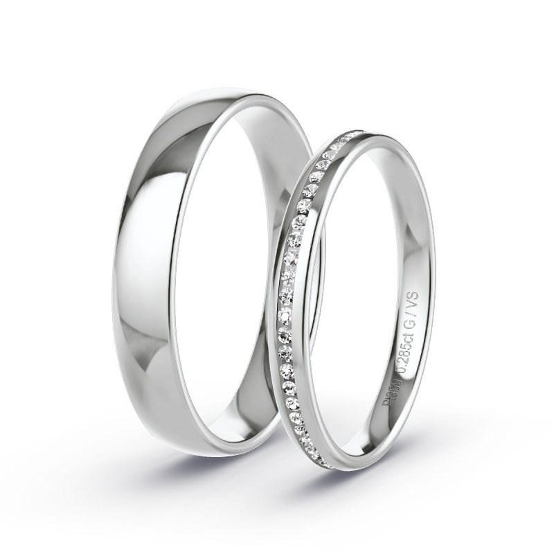 Obrączki ślubne Platyna - 0.06 ct diamentem - Model N°1612
