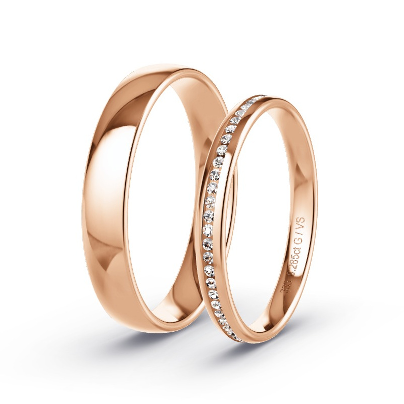 Obrączki ślubne Czerwone złoto - 0.06 ct diamentem - Model N°1612
