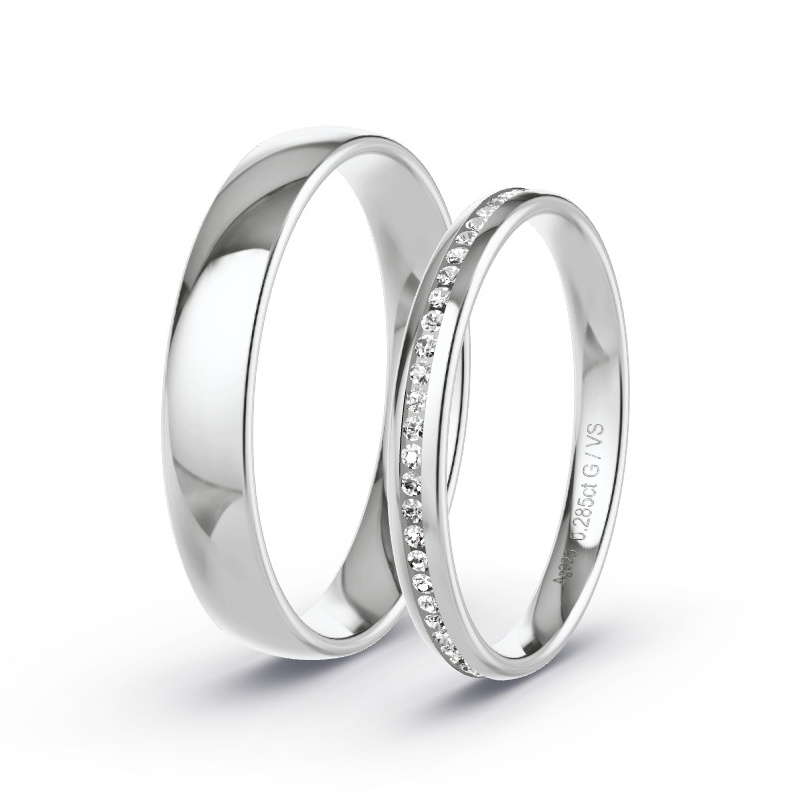 Obrączki ślubne Srebro - 0.06 ct diamentem - Model N°1612