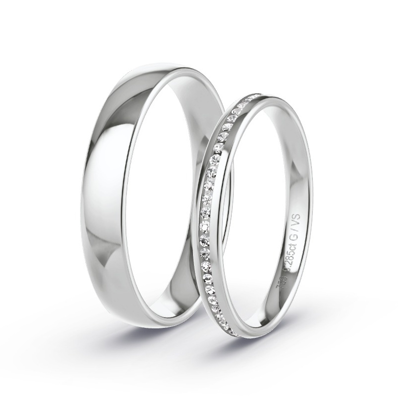 Obrączki ślubne Białe złoto - 0.06 ct diamentem - Model N°1612