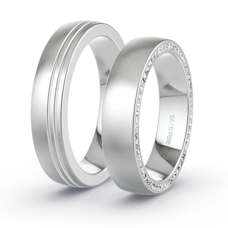 Obrączki ślubne Białe złoto - 0.265 ct diamentem - Model N°1617 Obrączki ślubne Białe złoto - 0.265 ct diamentem - Model N°1617
