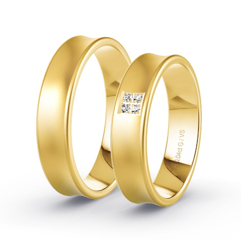 Obrączki ślubne Żółte złoto - 0.04 ct diamentem - Model N°1619 Obrączki ślubne Żółte złoto - 0.04 ct diamentem - Model N°1619