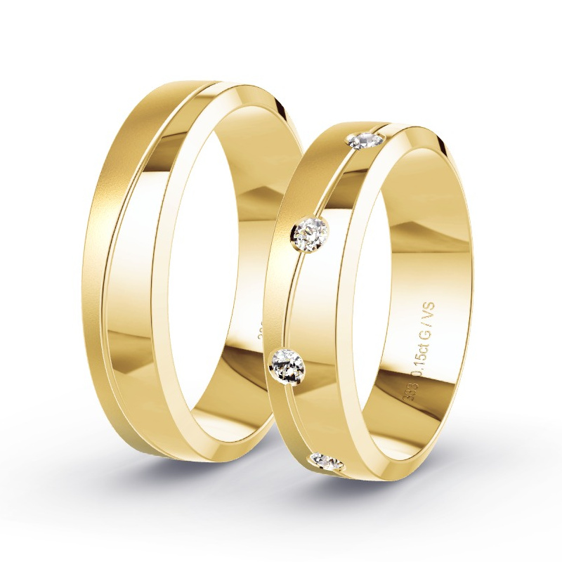 Obrączki ślubne Żółte złoto - 0.18 ct diamentem - Model N°1624 Obrączki ślubne Żółte złoto - 0.18 ct diamentem - Model N°1624