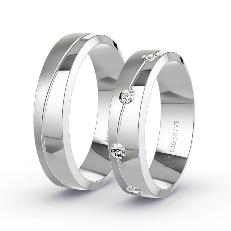 Obrączki ślubne Pallad - 0.18 ct diamentem - Model N°1624 Obrączki ślubne Pallad - 0.18 ct diamentem - Model N°1624