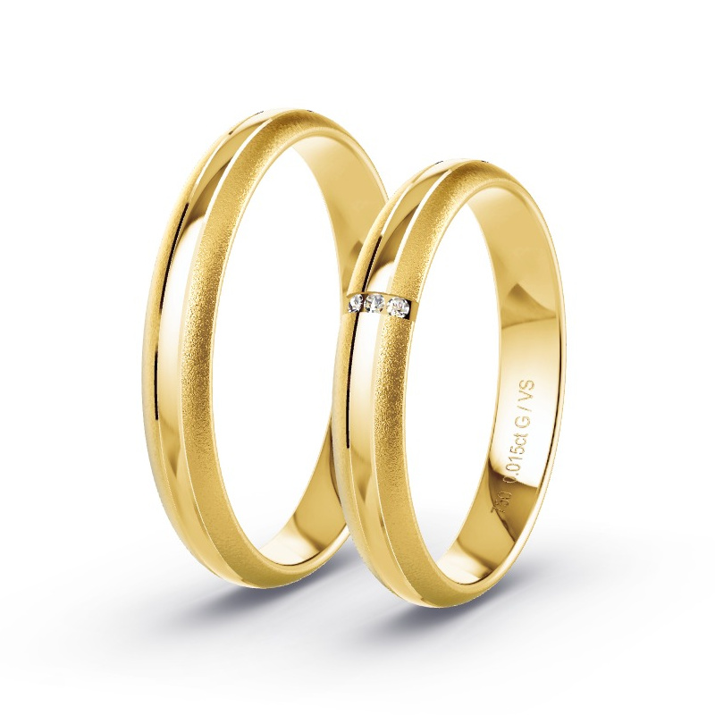 Obrączki ślubne Żółte złoto - 0.015 ct diamentem - Model N°1626 Obrączki ślubne Żółte złoto - 0.015 ct diamentem - Model N°1626