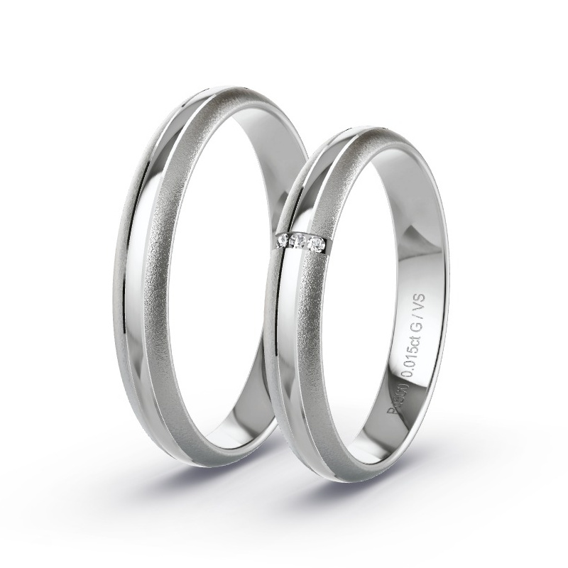 Obrączki ślubne Pallad - 0.015 ct diamentem - Model N°1626 Obrączki ślubne Pallad - 0.015 ct diamentem - Model N°1626