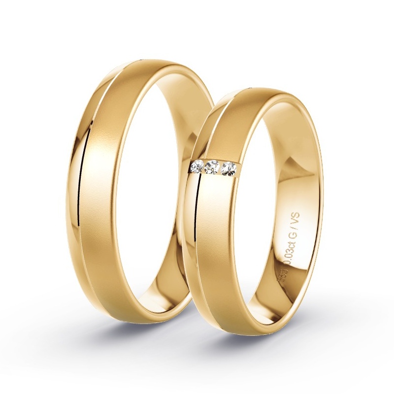 Obrączki ślubne Brzoskwiniowe złoto - 0.03 ct diamentem - Model N°1627