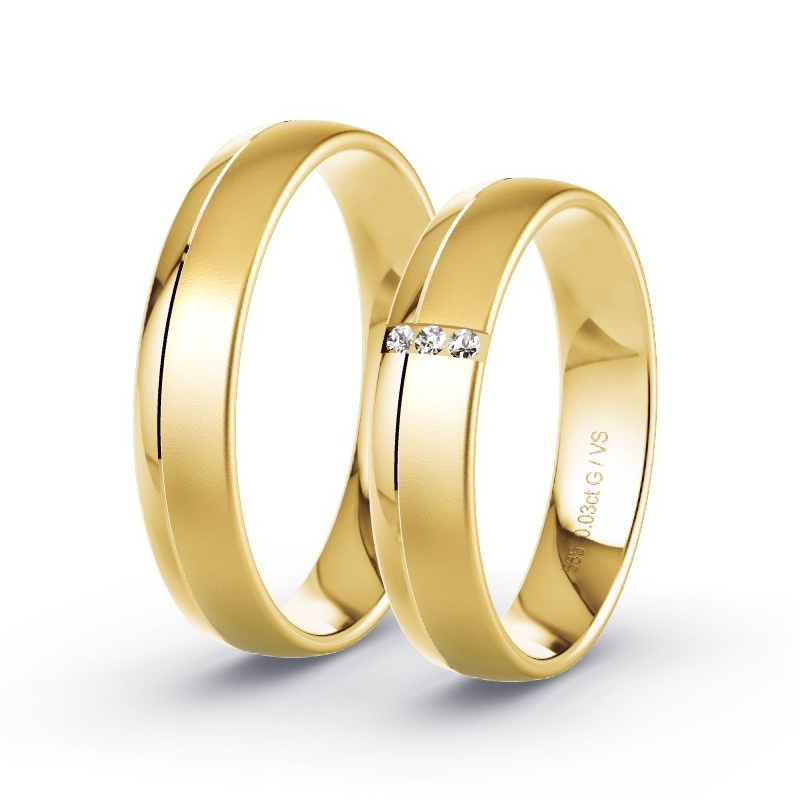 Obrączki ślubne Żółte złoto - 0.03 ct diamentem - Model N°1627