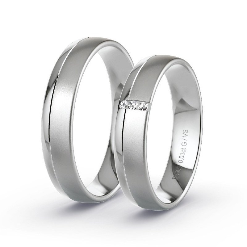 Obrączki ślubne Pallad - 0.03 ct diamentem - Model N°1627