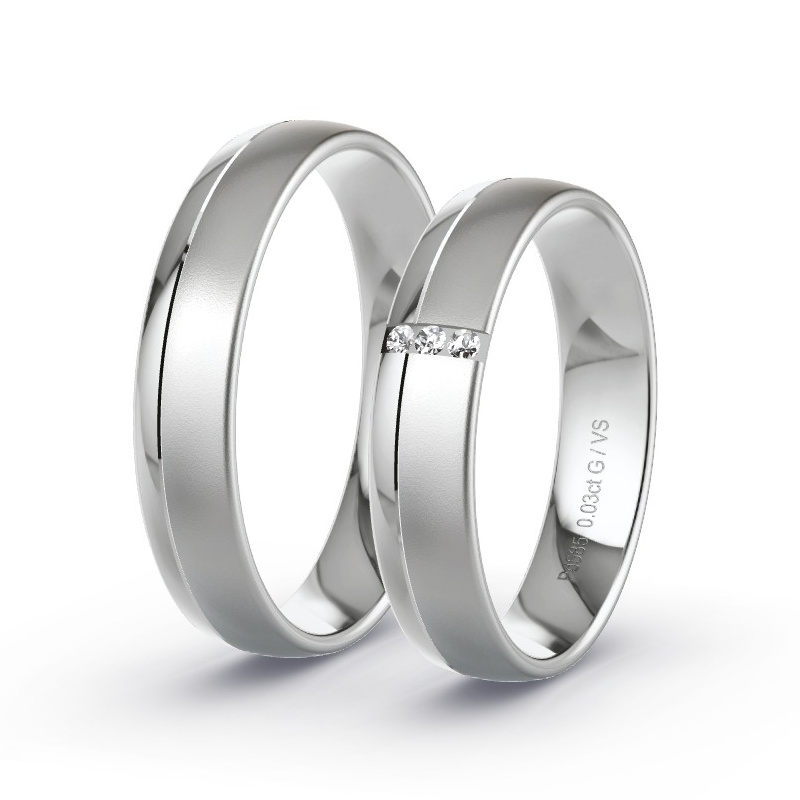 Obrączki ślubne Pallad - 0.03 ct diamentem - Model N°1627