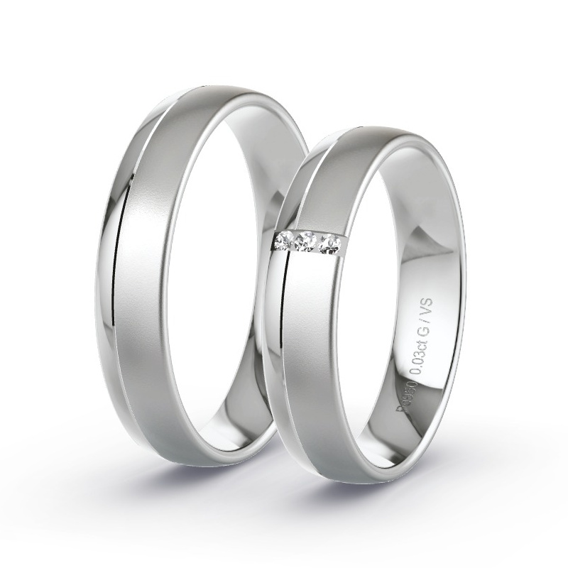 Obrączki ślubne Pallad - 0.03 ct diamentem - Model N°1627
