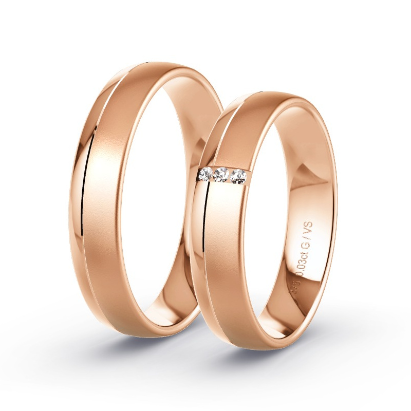 Obrączki ślubne Różowe złoto - 0.03 ct diamentem - Model N°1627