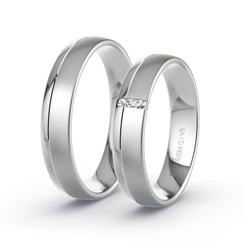 Obrączki ślubne Platyna - 0.03 ct diamentem - Model N°1627