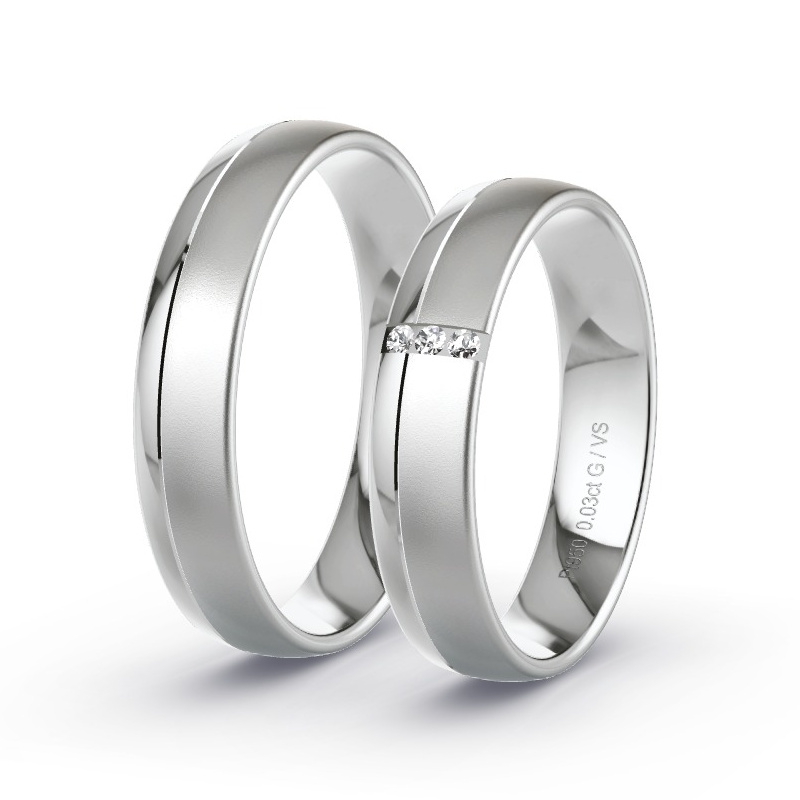 Obrączki ślubne Platyna - 0.03 ct diamentem - Model N°1627