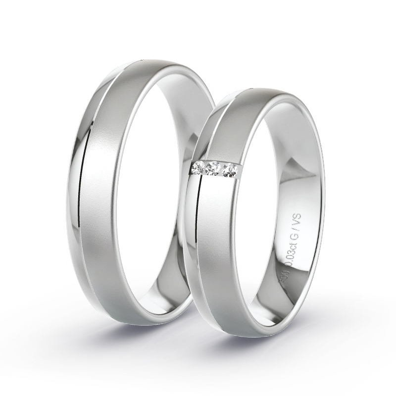 Obrączki ślubne Białe złoto - 0.03 ct diamentem - Model N°1627