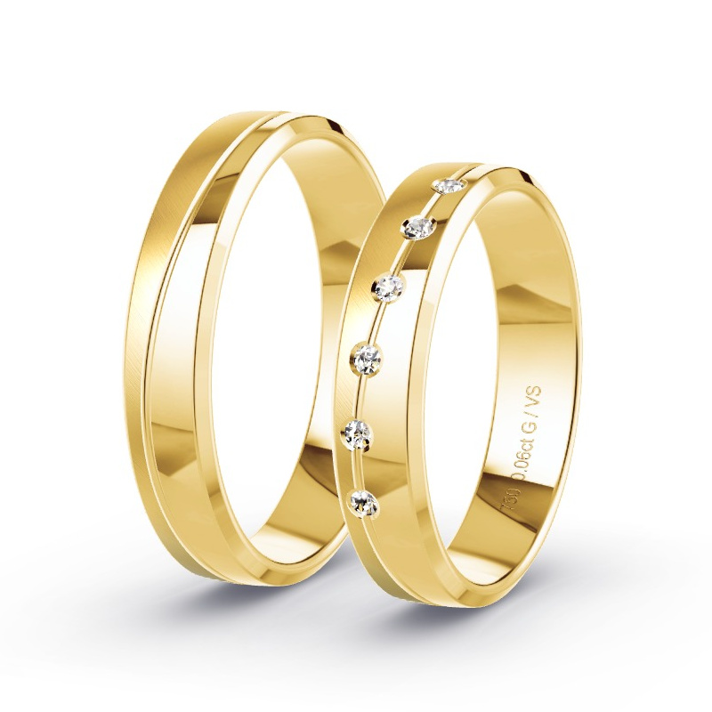 Obrączki ślubne Żółte złoto - 0.06 ct diamentem - Model N°1628 Obrączki ślubne Żółte złoto - 0.06 ct diamentem - Model N°1628