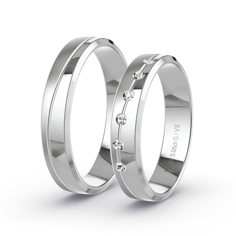 Obrączki ślubne Pallad - 0.06 ct diamentem - Model N°1628 Obrączki ślubne Pallad - 0.06 ct diamentem - Model N°1628