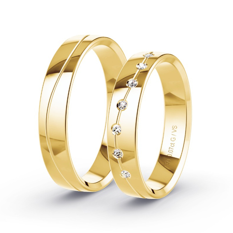 Obrączki ślubne Żółte złoto - 0.07 ct diamentem - Model N°1629 Obrączki ślubne Żółte złoto - 0.07 ct diamentem - Model N°1629