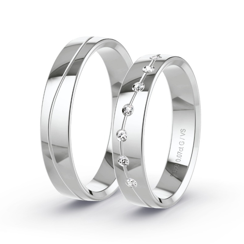 Obrączki ślubne Platyna - 0.07 ct diamentem - Model N°1629 Obrączki ślubne Platyna - 0.07 ct diamentem - Model N°1629