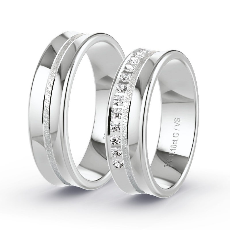 Obrączki ślubne Białe złoto - 0.195 ct diamentem - Model N°1630 Obrączki ślubne Białe złoto - 0.195 ct diamentem - Model N°1630