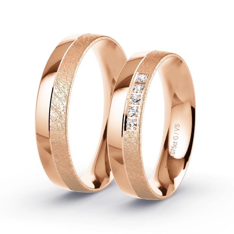 Obrączki ślubne Czerwone złoto - 0.075 ct diamentem - Model N°1632 Obrączki ślubne Czerwone złoto - 0.075 ct diamentem - Model N°1632