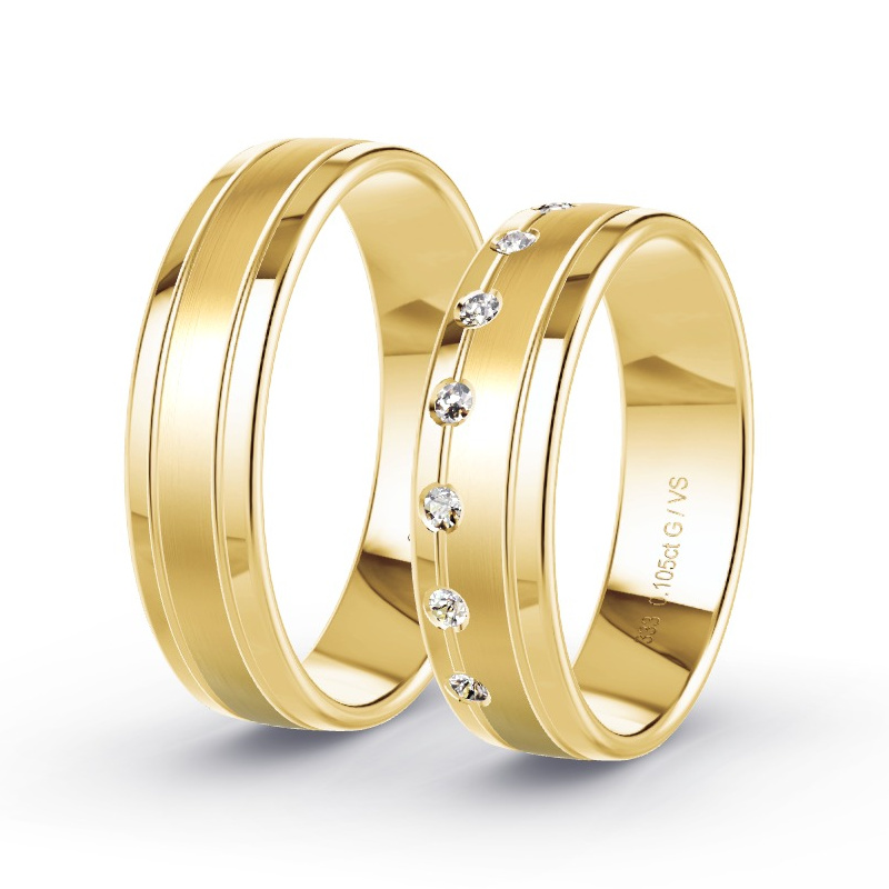 Obrączki ślubne Żółte złoto - 0.105 ct diamentem - Model N°1633 Obrączki ślubne Żółte złoto - 0.105 ct diamentem - Model N°1633