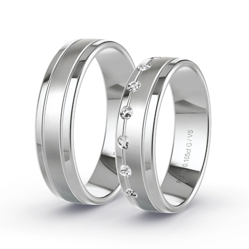Obrączki ślubne Pallad - 0.105 ct diamentem - Model N°1633 Obrączki ślubne Pallad - 0.105 ct diamentem - Model N°1633