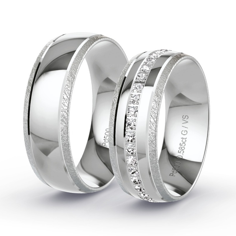 Obrączki ślubne Pallad - 0.585 ct diamentem - Model N°1634 Obrączki ślubne Pallad - 0.585 ct diamentem - Model N°1634