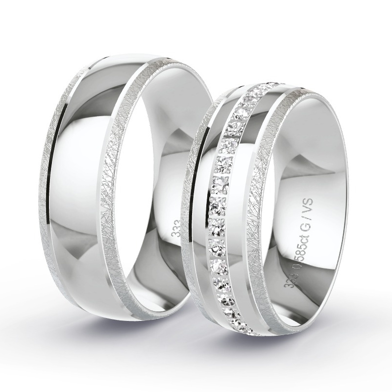 Obrączki ślubne Białe złoto - 0.585 ct diamentem - Model N°1634 Obrączki ślubne Białe złoto - 0.585 ct diamentem - Model N°1634