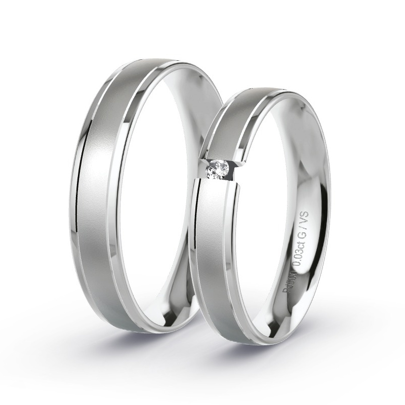 Obrączki ślubne Pallad - 0.03 ct diamentem - Model N°1635 Obrączki ślubne Pallad - 0.03 ct diamentem - Model N°1635