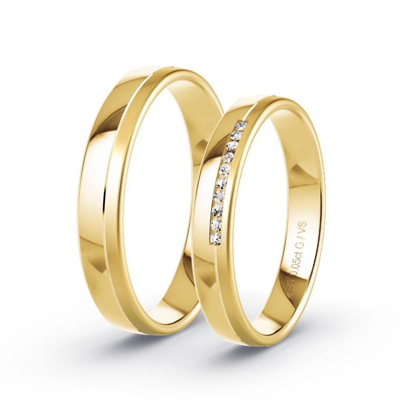 Obrączki ślubne Żółte złoto - 0.05 ct diamentem - Model N°1637 Obrączki ślubne Żółte złoto - 0.05 ct diamentem - Model N°1637