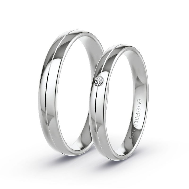 Obrączki ślubne Pallad - 0.015 ct diamentem - Model N°1638 Obrączki ślubne Pallad - 0.015 ct diamentem - Model N°1638