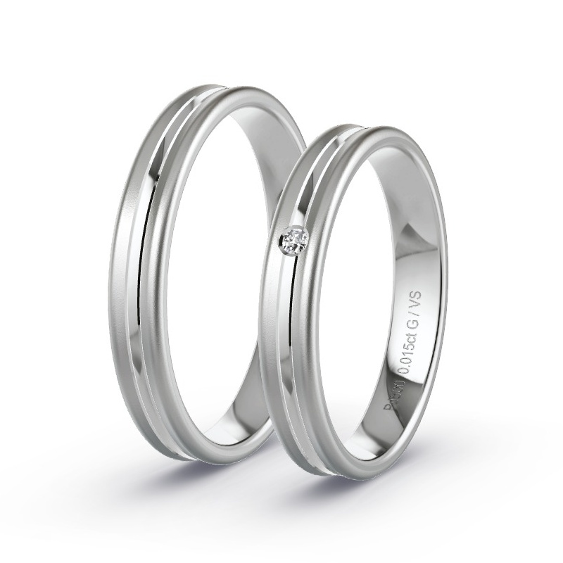 Obrączki ślubne Pallad - 0.015 ct diamentem - Model N°1639 Obrączki ślubne Pallad - 0.015 ct diamentem - Model N°1639
