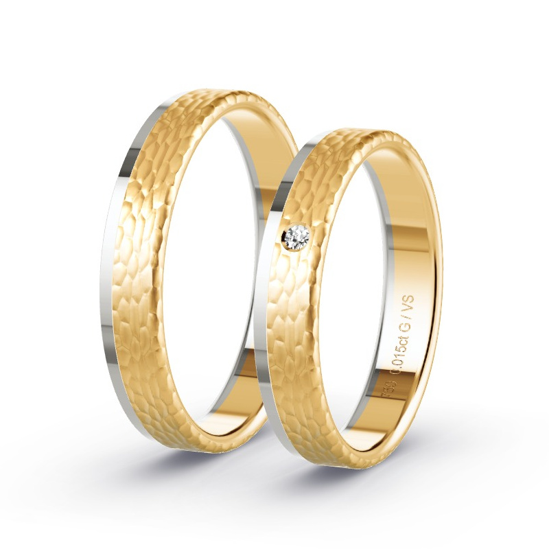 Obrączki ślubne Brzoskwiniowe złoto/Szare złoto - 0.015 ct diamentem - Model N°1643