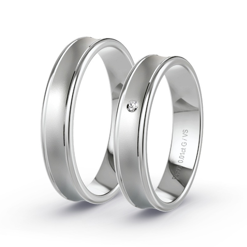 Obrączki ślubne Pallad - 0.015 ct diamentem - Model N°1645 Obrączki ślubne Pallad - 0.015 ct diamentem - Model N°1645