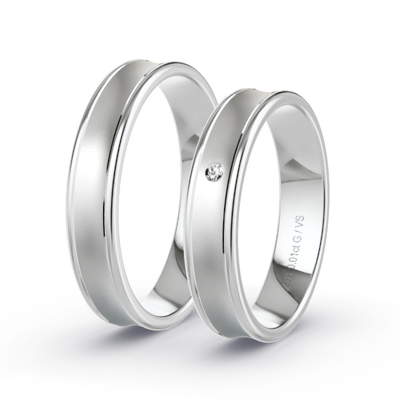 Obrączki ślubne Białe złoto - 0.015 ct diamentem - Model N°1645 Obrączki ślubne Białe złoto - 0.015 ct diamentem - Model N°1645