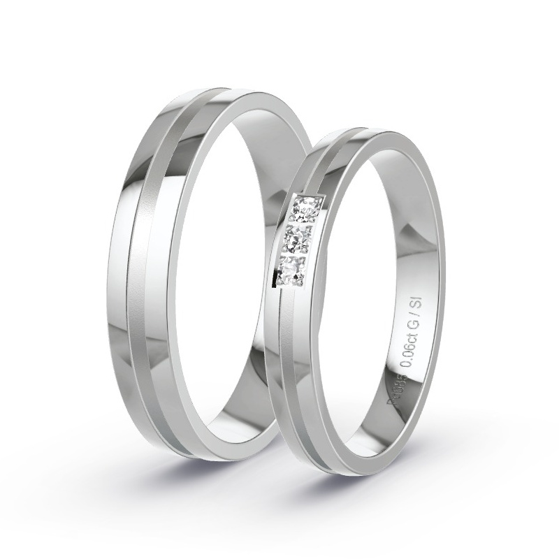 Obrączki ślubne Pallad - 0.06 ct diamentem - Model N°1646