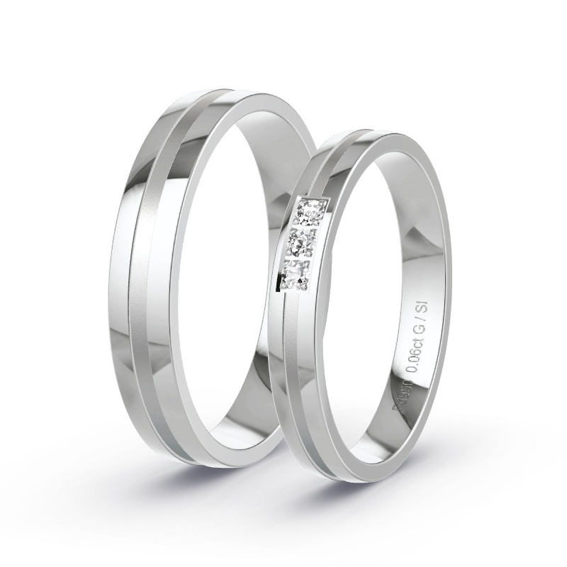 Obrączki ślubne Pallad - 0.06 ct diamentem - Model N°1646