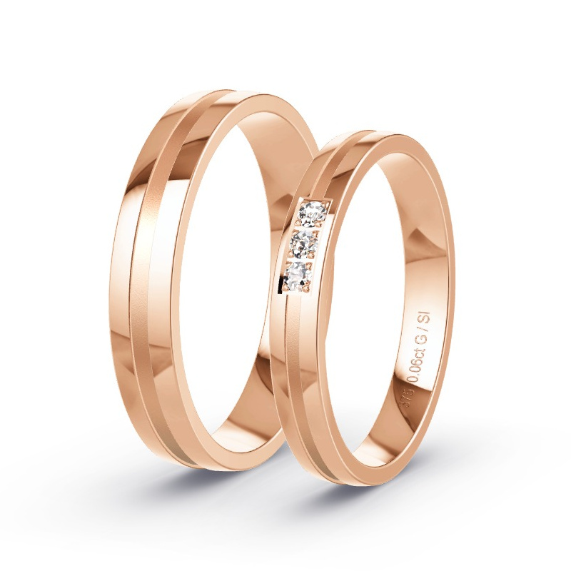 Obrączki ślubne Różowe złoto - 0.06 ct diamentem - Model N°1646