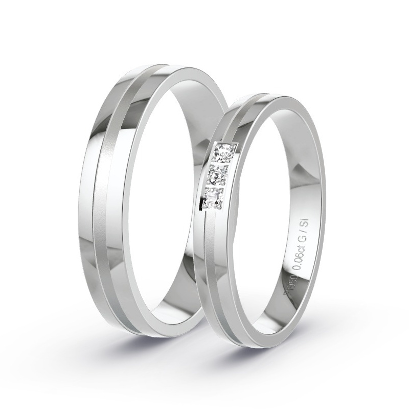 Obrączki ślubne Platyna - 0.06 ct diamentem - Model N°1646